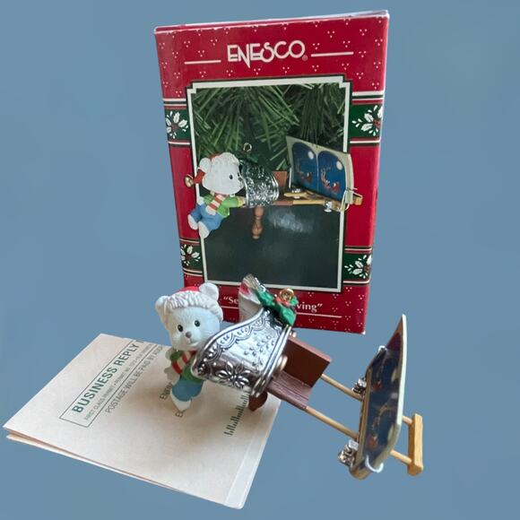 Vtg. 1993 Enesco "Seeing is Believing" Bear with View Toy Christmas Ornament - Picture 12 of 12